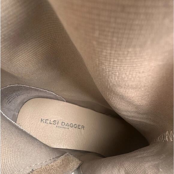 Kelsi Dagger Jagger Taupe Knee High Clog Wood Heel Wedge Round Toe Leather Boot - Picture 12 of 16